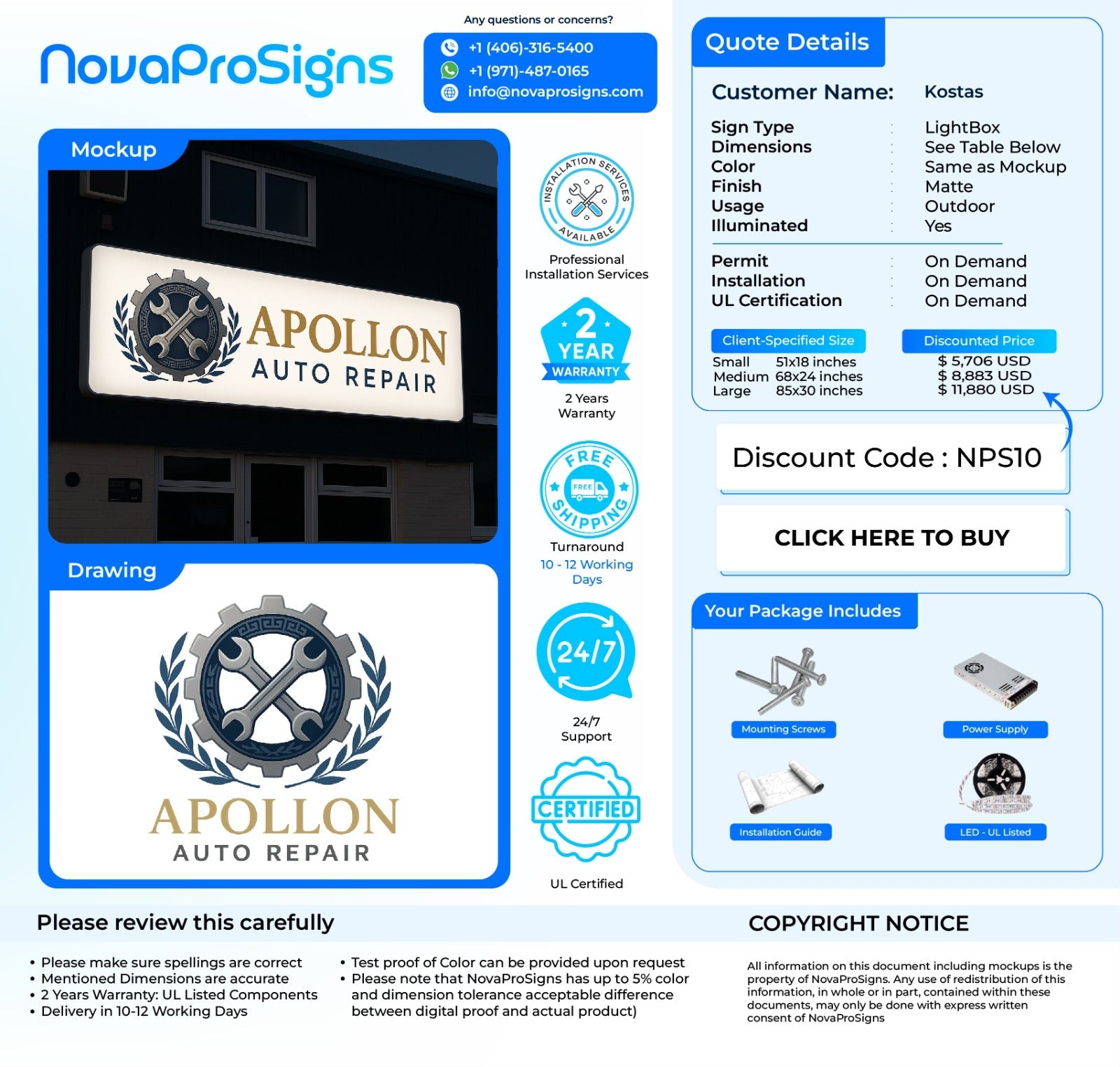 Custom Lightbox Sign for Kostas Giannokostas - Nova Pro Signs