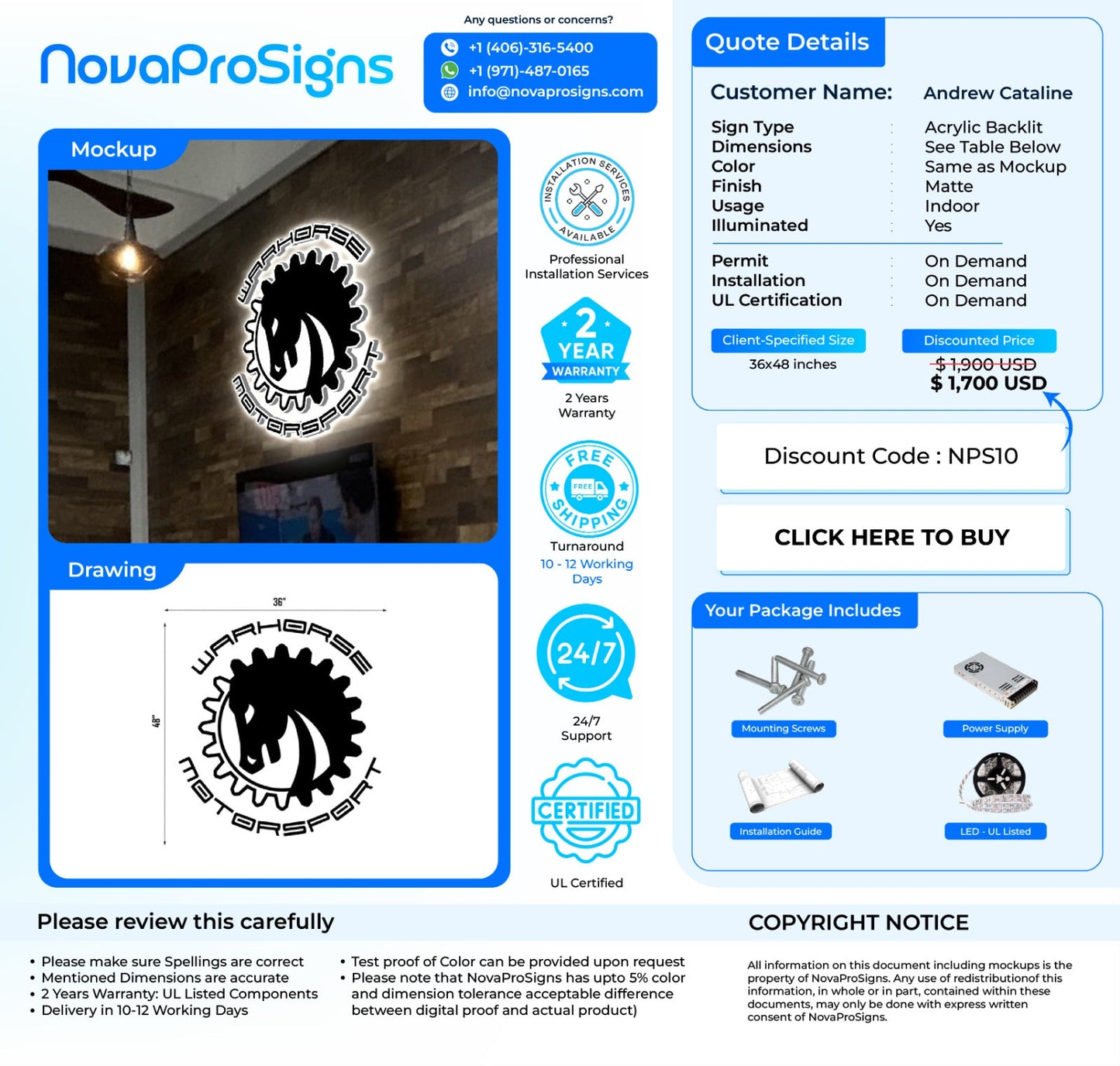 Custom Acrylic Backlit Sign For Andrew Cataline - Nova Pro Signs