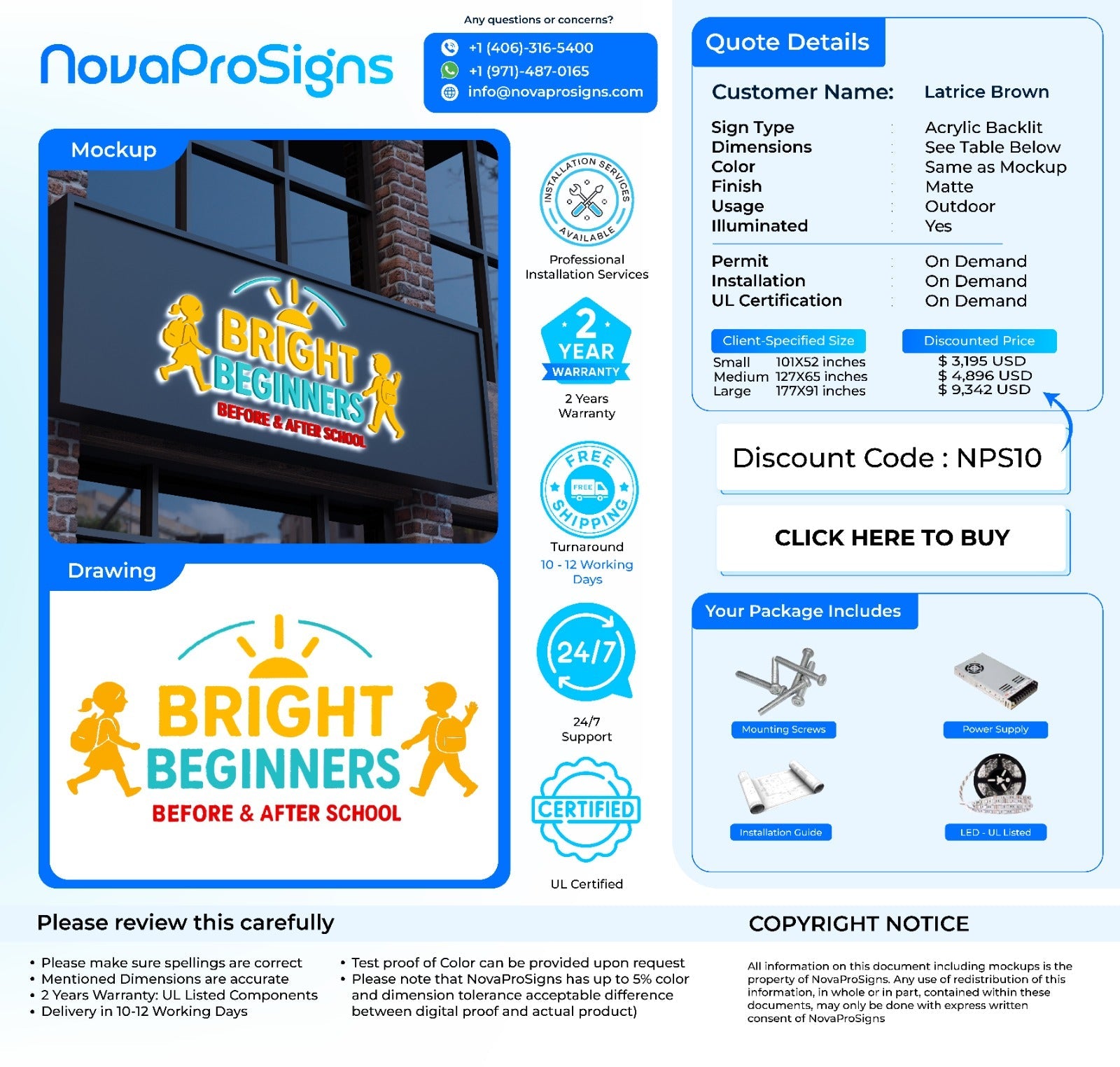 Custom Acrylic Backlit sign For Latrice Brown - Nova Pro Signs