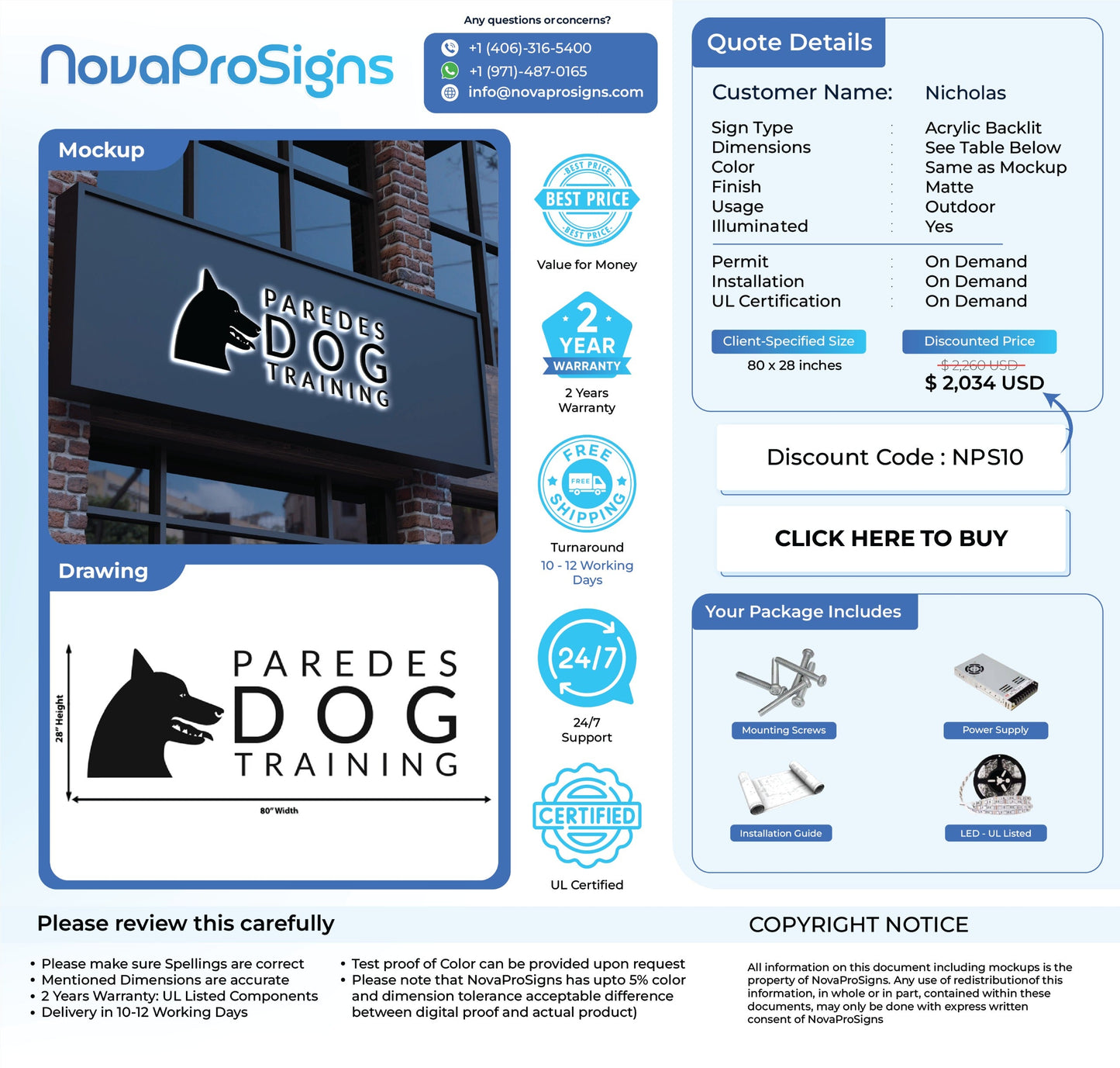 Custom Acrylic Backlit Sign for Nicholas - Nova Pro Signs