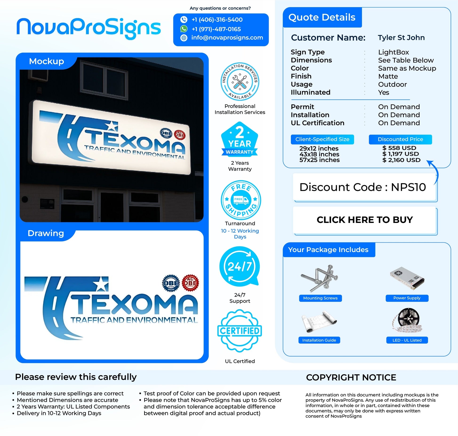 Custom Lightbox Sign for Tyler St John - Nova Pro Signs