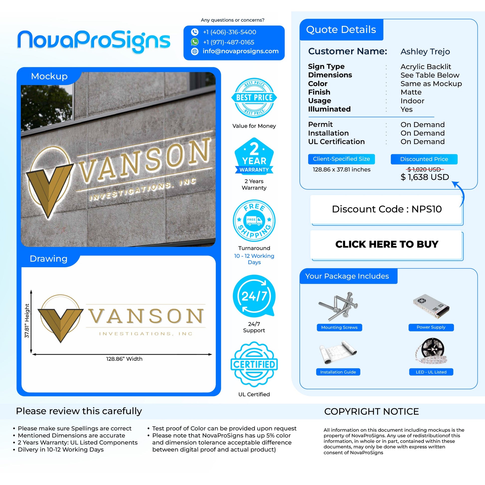 CUSTOM SIGNS FOR Ashley Trejo - Nova Pro Signs