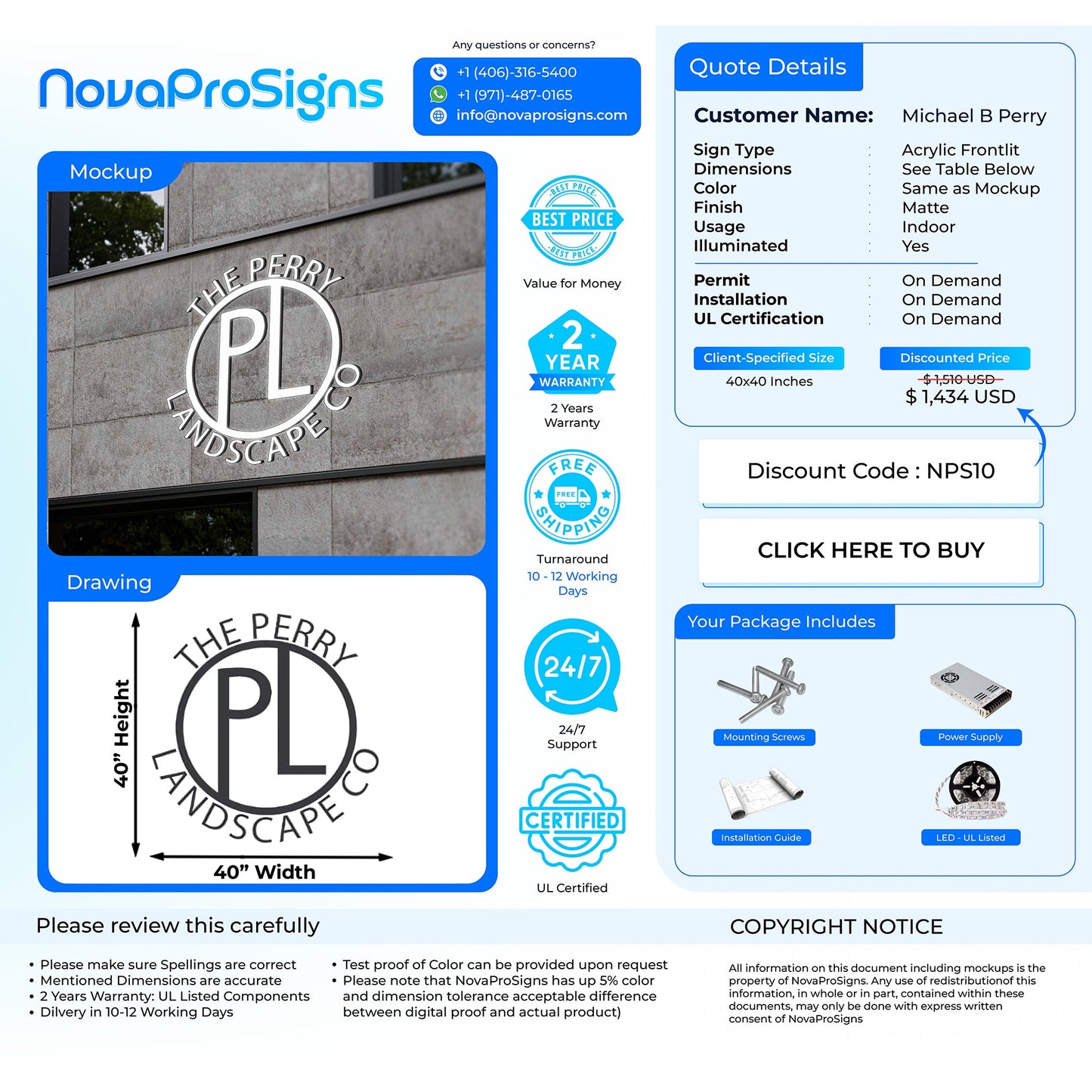 CUSTOM SIGNS FOR Michael B Perry - Nova Pro Signs