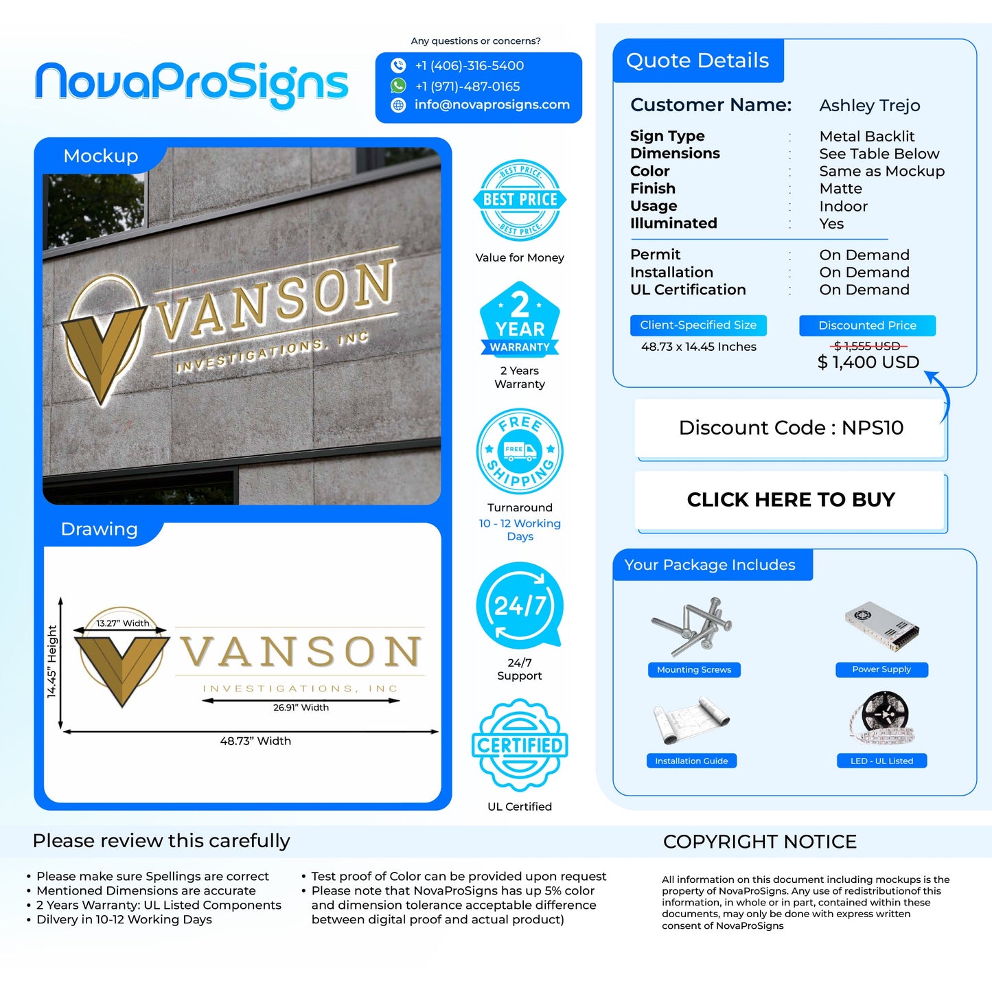 CUSTOM SIGNS FOR Ashley Trejo - Nova Pro Signs