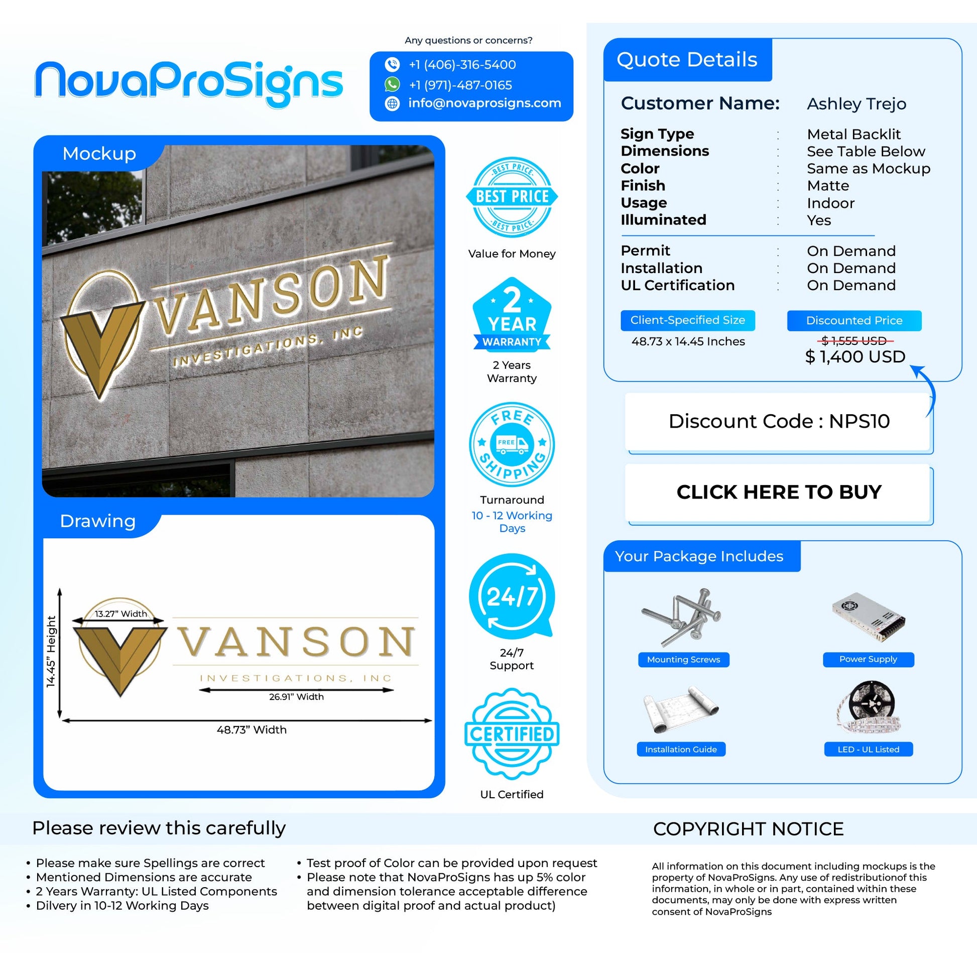 CUSTOM SIGNS FOR Ashley Trejo - Nova Pro Signs