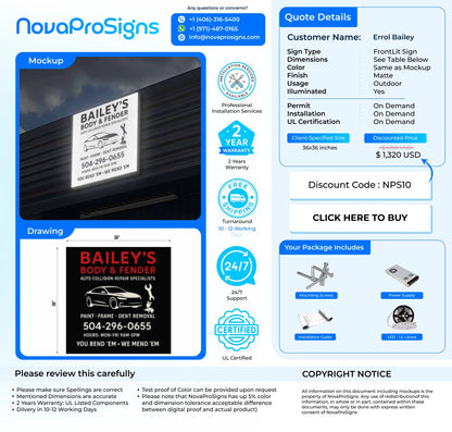 Custom Business Sign For Errol Bradley 36x36 - Nova Pro Signs