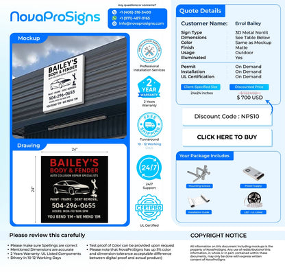 Custom Business Sign For Errol Bradley - Nova Pro Signs