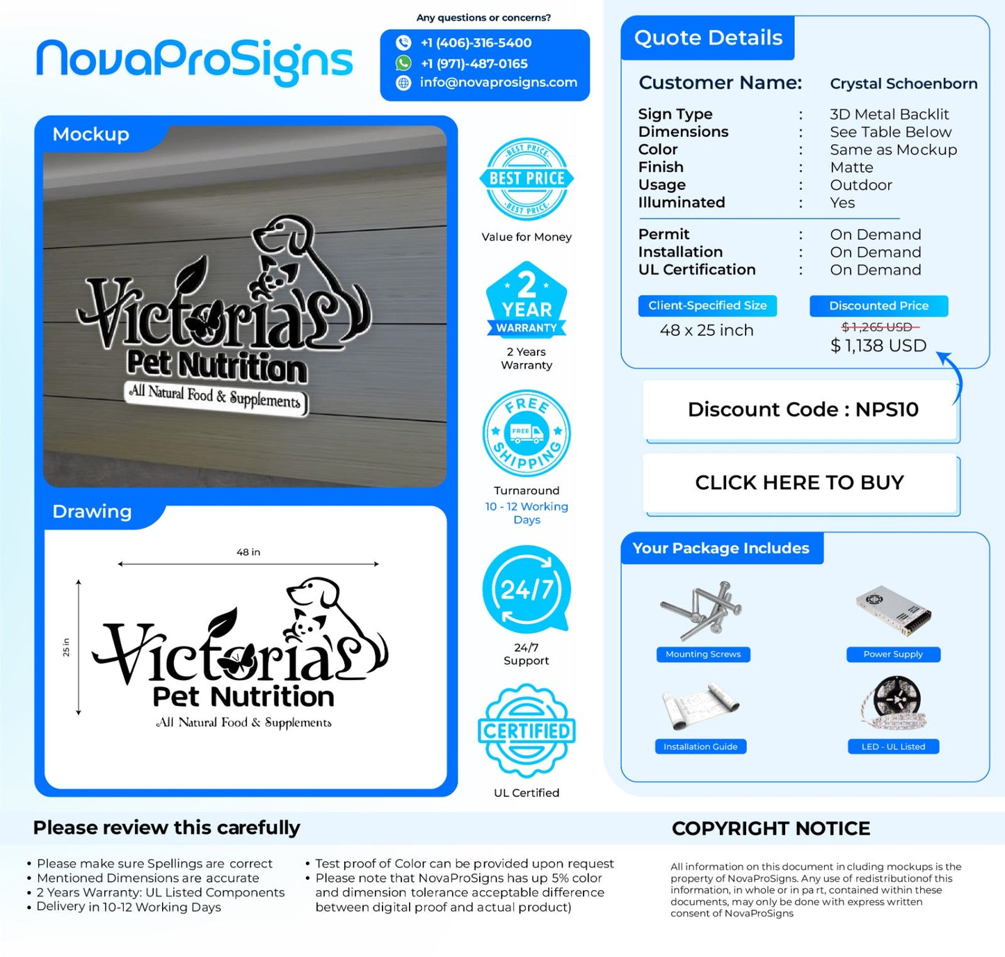 Custom 3D Metal Backlit Sign for Crystal Schoenborn - Nova Pro Signs