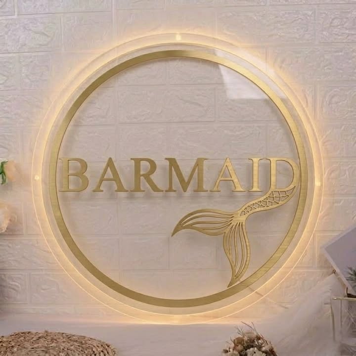 Custom Acrylic Backlit Sign for Barmaid Baker