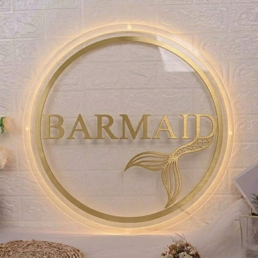 Custom Acrylic Backlit Sign for Barmaid Baker
