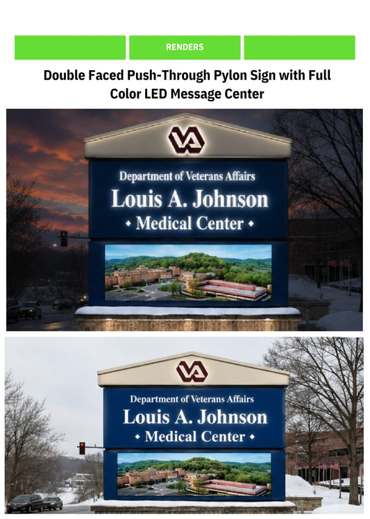 Custom Double Sided Push Through Pylon Sign for Freddy John