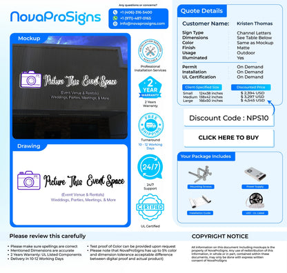 Custom Channel Letter sign for Kristen Thomas - Nova Pro Signs