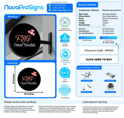 Custom Business Sign For Dianka - Nova Pro Signs