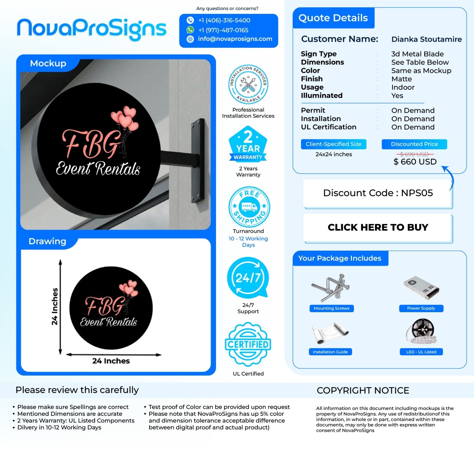 Custom Business Sign For Dianka - Nova Pro Signs