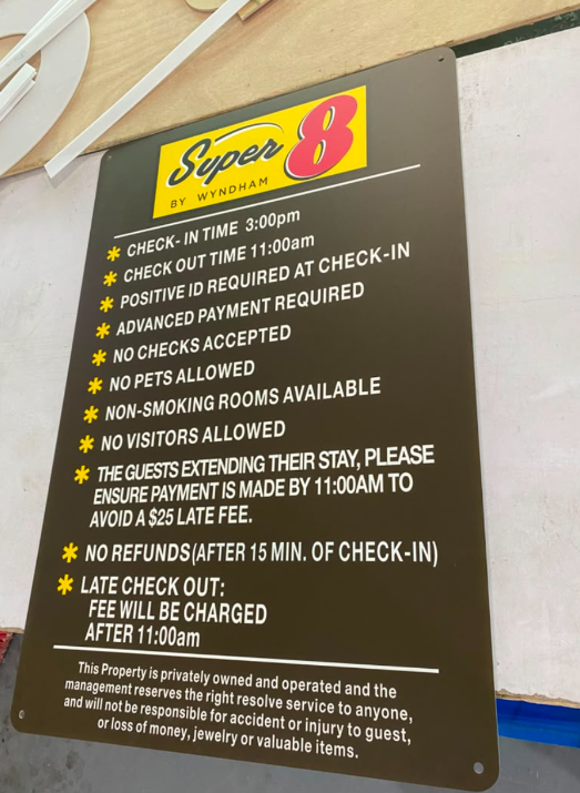 Custom Acrylic Signs for Super 8