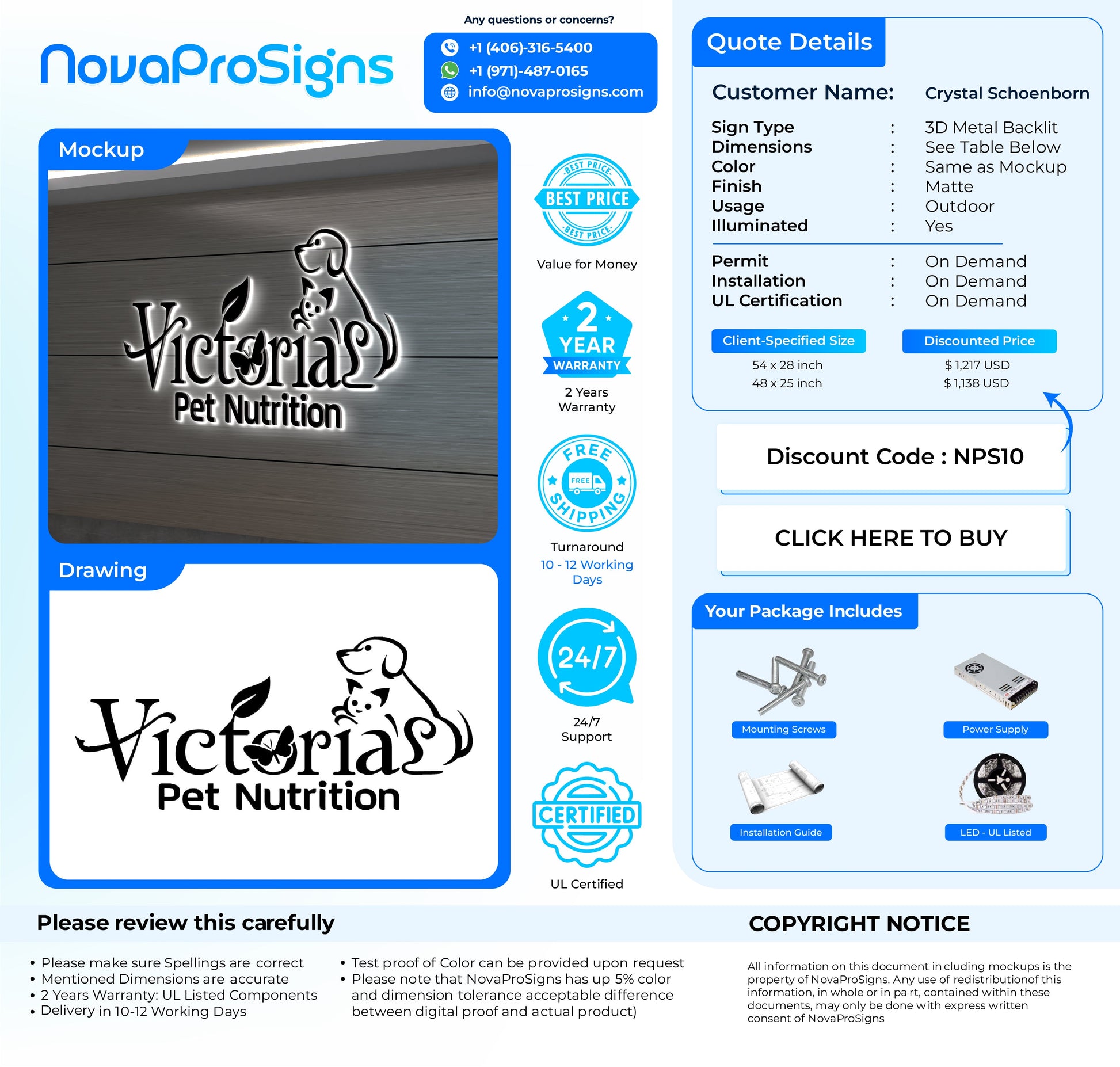 Custom 3D Metal Backlit Sign for Crystal Schoenborn (Black) - Nova Pro Signs