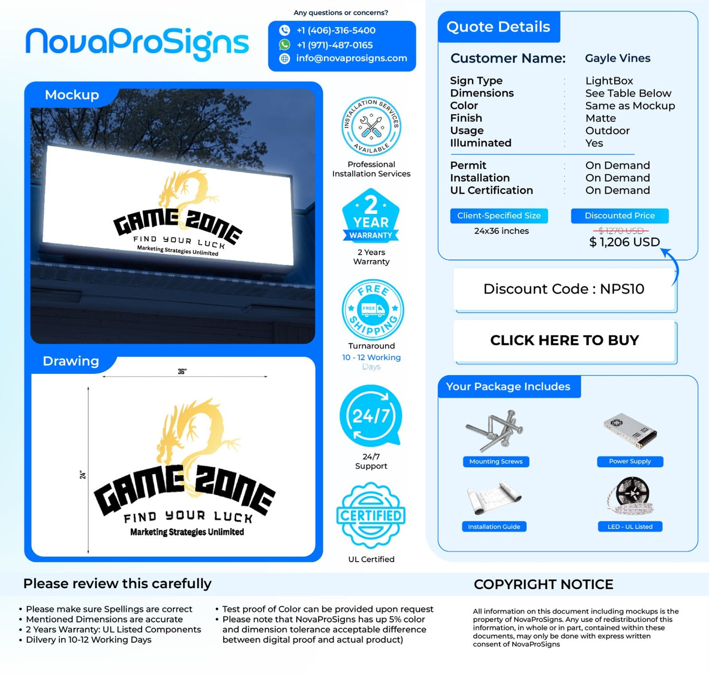 Custom Business Sign For Gayle Vines - Nova Pro Signs