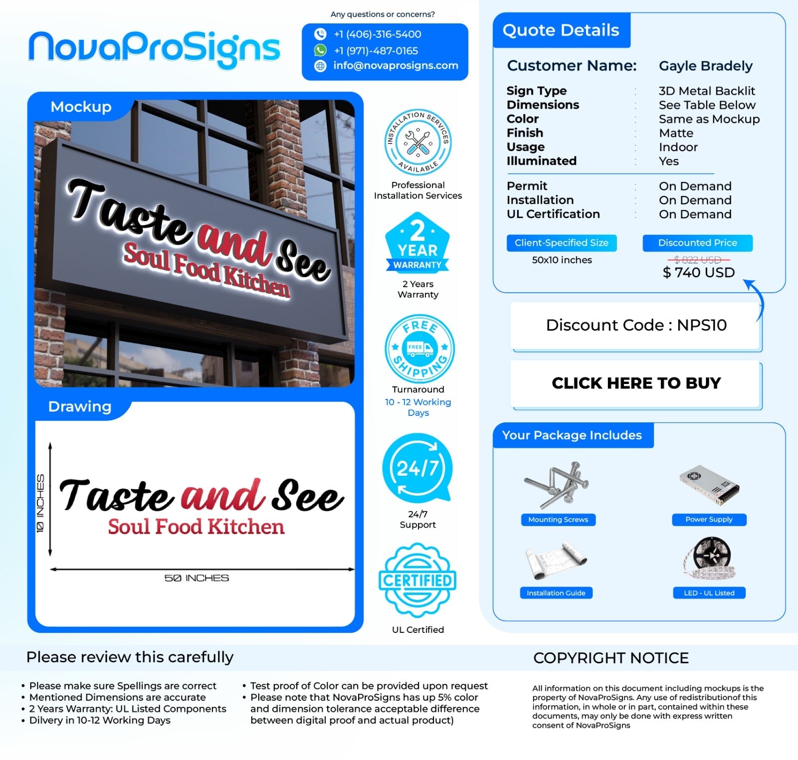 Custom Storefront Signs For Gayle Bradley - Nova Pro Signs