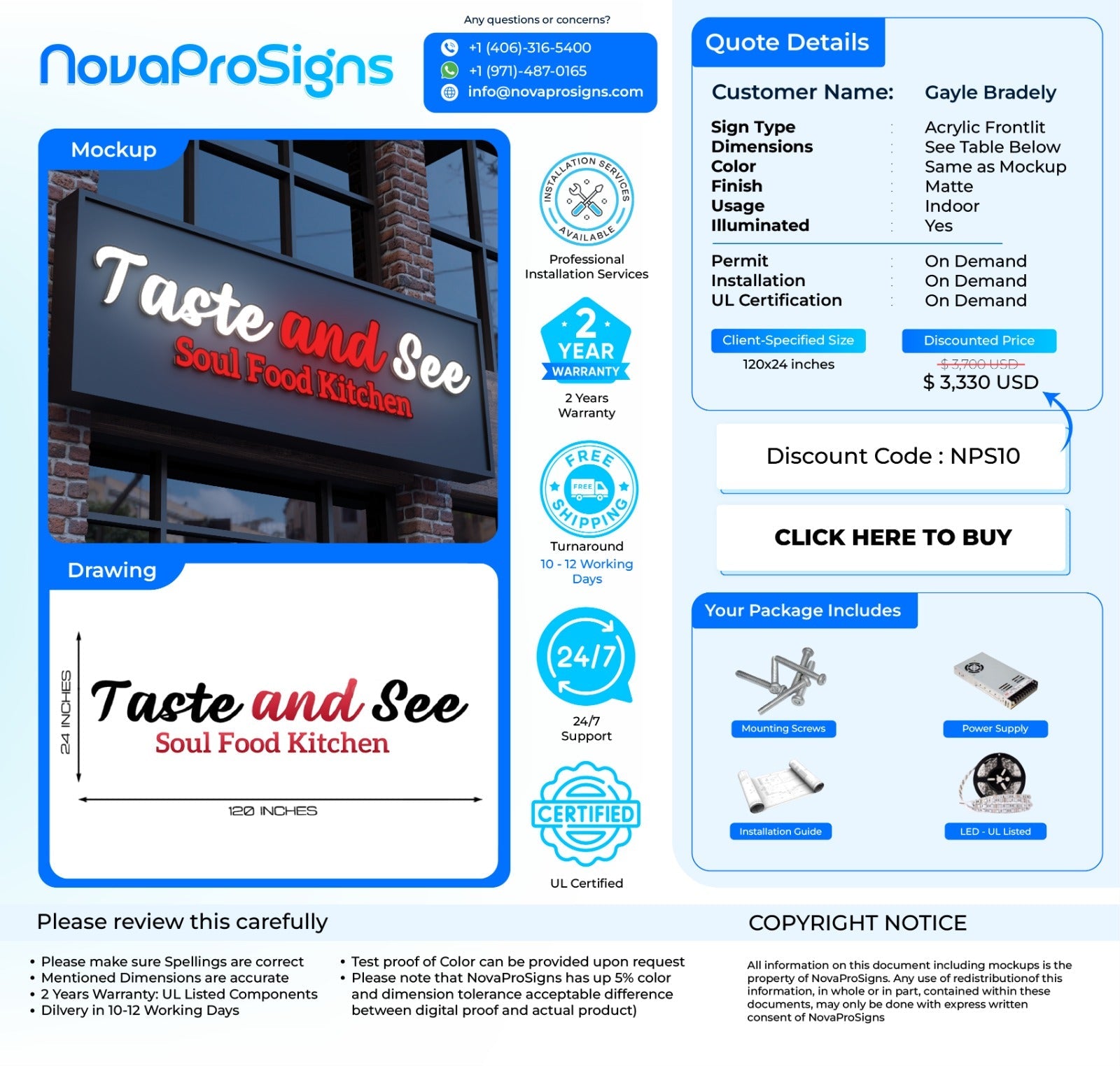 Custom Storefront Signs For Gayle Bradley - Nova Pro Signs