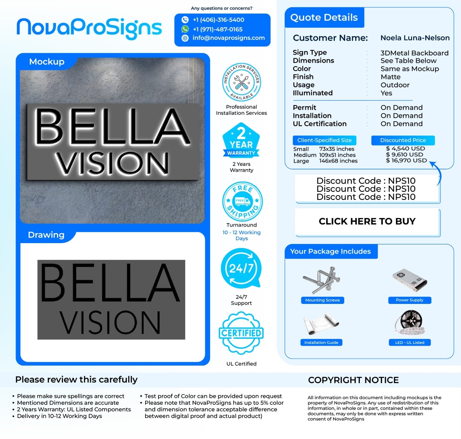 Custom Storefront Signs For Noelia Luna Nelson - Nova Pro Signs