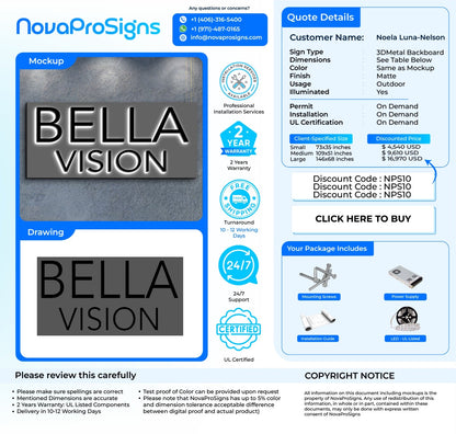 Custom Storefront Signs For Noelia Luna Nelson - Nova Pro Signs