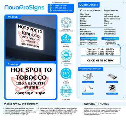 Custom Lightbox Sign For Paige Stouder - Nova Pro Signs