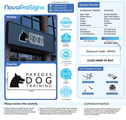 Custom Acrylic Backlit Sign for Nicholas - Nova Pro Signs