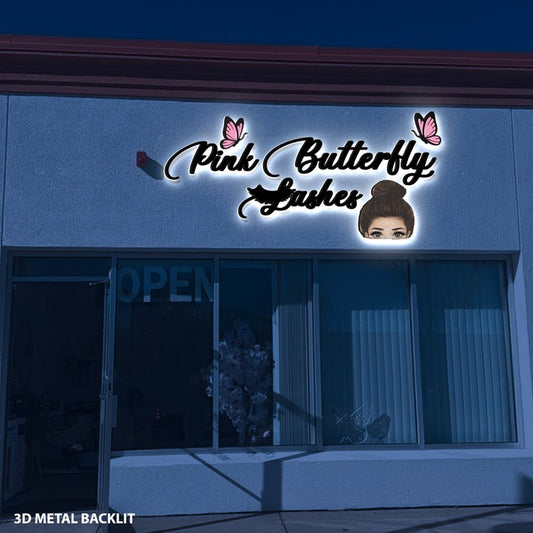 Custom 3D Metal Backlit Sign for Eyelashes Dulce Cervantes