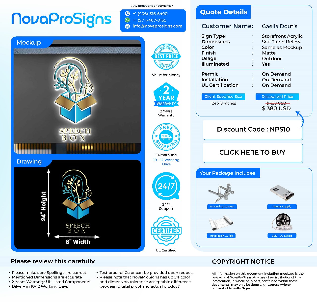 CUSTOM SIGN FOR Gaella Doutis - Nova Pro Signs