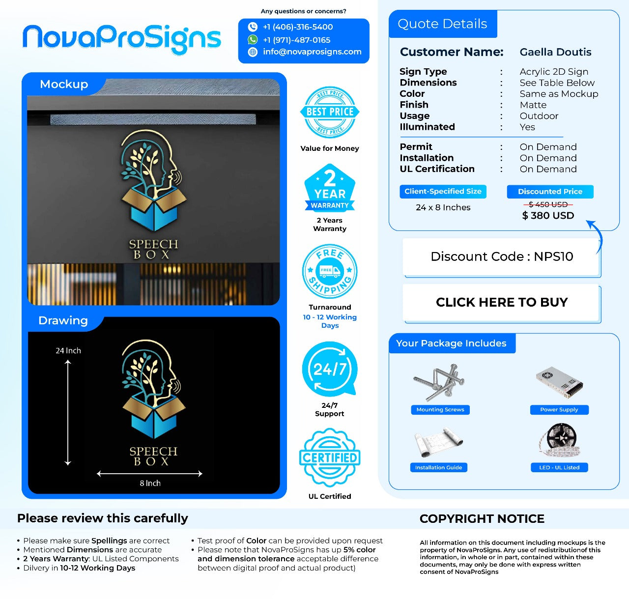 CUSTOM SIGN FOR Gaella Doutis - Nova Pro Signs