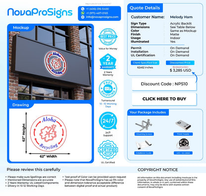 Custom Business Sign For Melody Ham - Nova Pro Signs