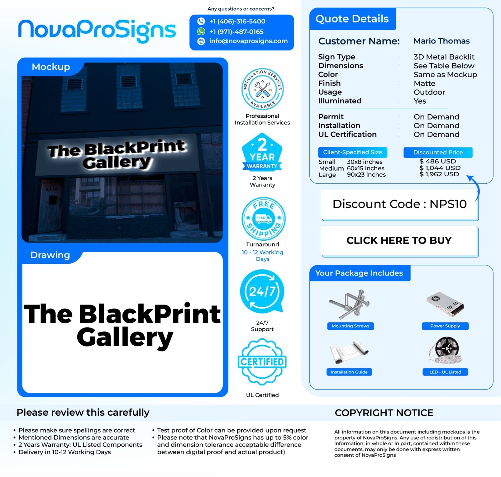 Custom Storefront Signs For Mario Thomas - Nova Pro Signs