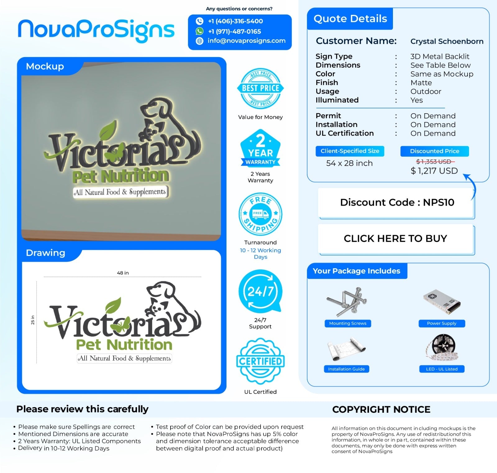 Custom 3D Metal Backlit Sign for Crystal Schoenborn - Nova Pro Signs